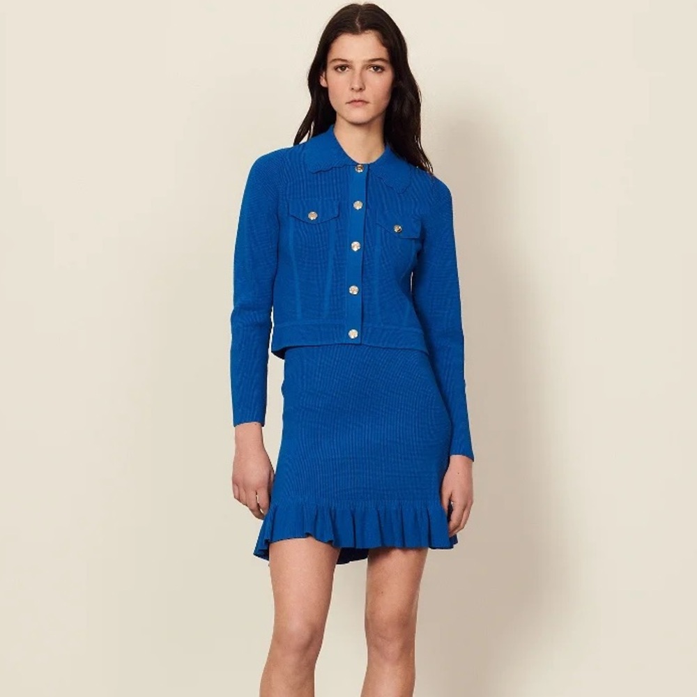 Sandro Fancy Stitch Knitted Cardigan